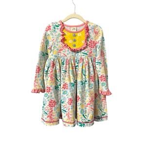 Wildflower Girls size 8 Blue Floral Ruffle Long Sleeve Dress